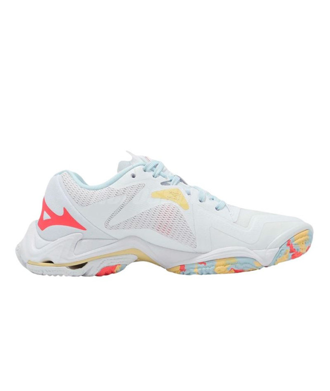 Sapatilhas de Voleibol Mizuno Wave Lightning Z8 Mulher Branco/Azul/Banana Pálido