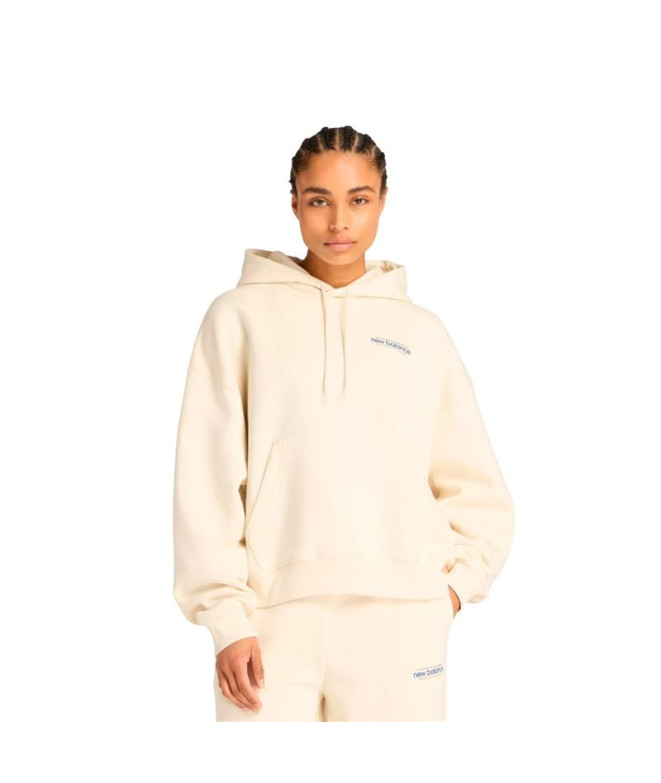 Moletom New Balance Reimagined Fleece Oversized Bege Mulher