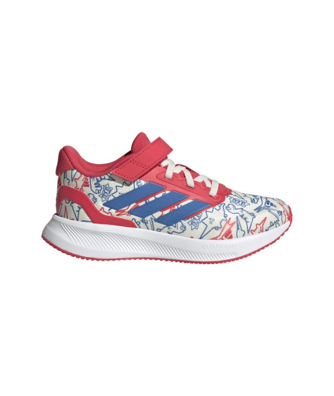 Chaussures de Running adidas Runfalcon Dino El C Enfant Blanc cassé / Bleu royal brillant / Rouge semi-transparent