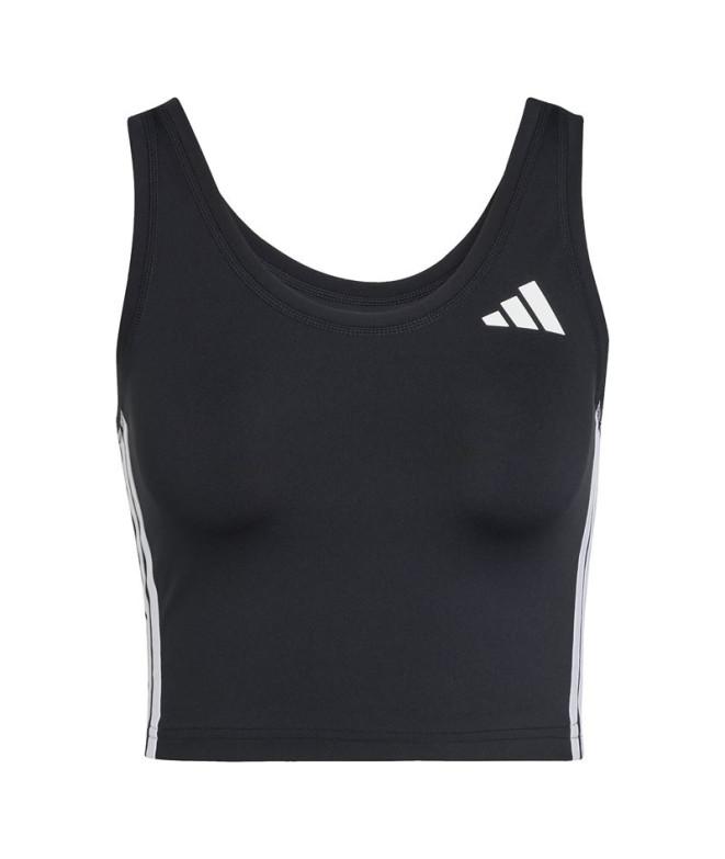 Camiseta de Fitness adidas We 3 Bandas Crop Tank Mulher Preto/Branco