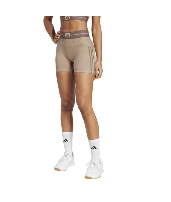 Malhas de Fitness adidas Hyg Rib 1/4 Mulher Marrom