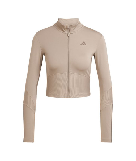 Sudadera de Fitness adidas Hyg Rib Track Mujer Marrón