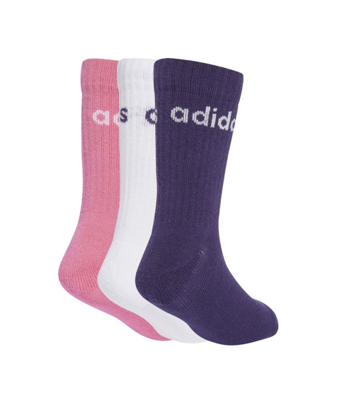 Meias adidas Lin Kids Crw 3P Infantil Branco /...