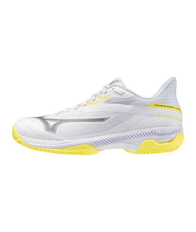 Chaussures de Pádel Mizuno Wave Exceed Court Padel Femme Blanc/Noir/Jaune