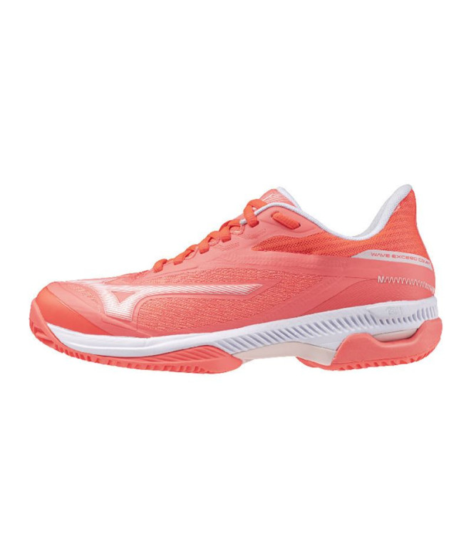 Chaussures de Pádel Mizuno Wave Exceed Court Cc Femme Corail/Blanc/Barely Pi