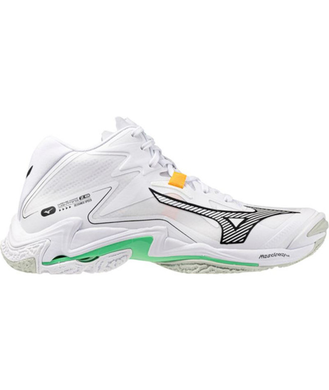 Sapatilhas de Voleibol Mizuno Wave Lightning Z8 Mid Branco/Preto/Frozen Emerald