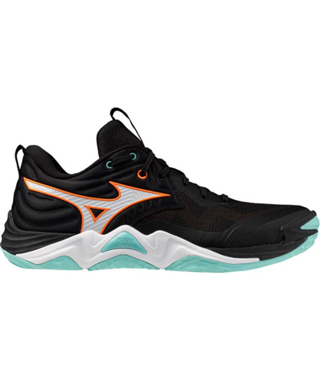 Sapatilhas de Voleibol Mizuno Wave Momentum Elite Preto/Tangelo/Verde