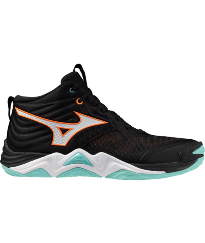 Sapatilhas de Voleibol Mizuno Wave Momentum Elite Mid Preto/Tangelo/Verde