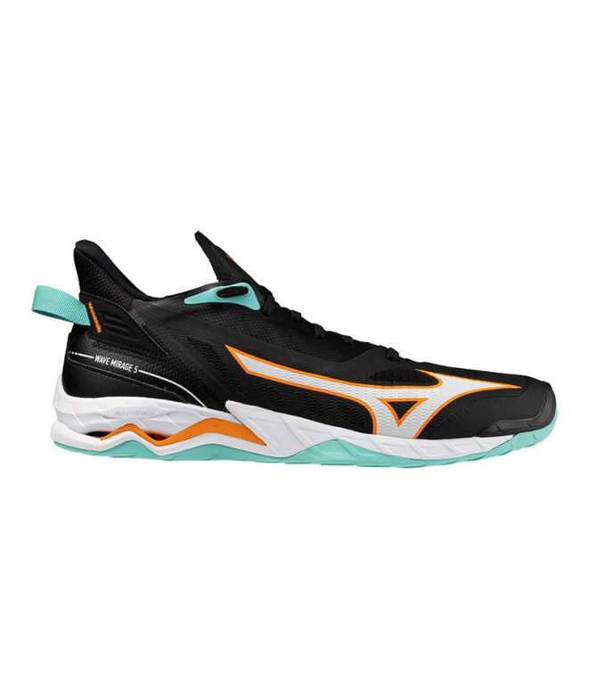 Sapatilhas de Andebol Mizuno Wave Mirage 5 Preto/Tangelo/Verde
