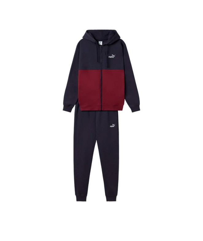 Fato de treino Puma Hooded Fz Sweat Suit Novo Navy Ruby S Homem