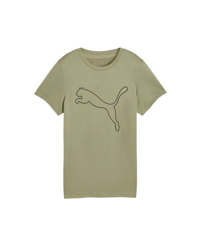 Camiseta de Fitness Puma W Tad Essentialsential Logo, Lux Army, Mulher