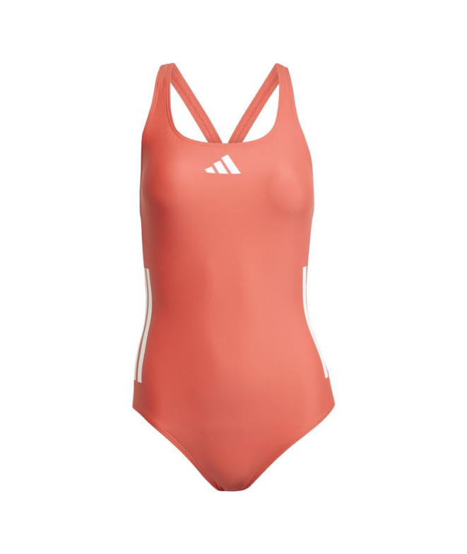 Fato de banho de Natação adidas 3S Bld Mulher Vermelho/Branco