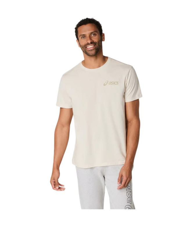 T-shirt de Fitness ASICS Chest Logo Ss Tee Homme Blanc cassé