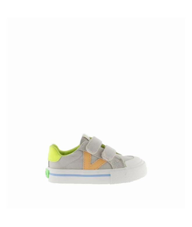 Zapatillas Victoria Tribu Tiras Lona Neon Beige Infantil