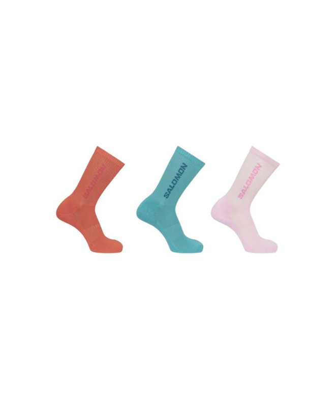 Meias de Montanha Salomon Everyday Crew 3-Pack Lilás/Vermelho/Lilás