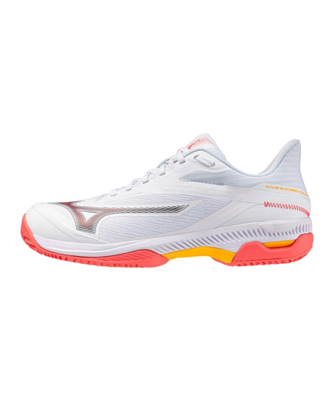 Sapatilhas de Pádel Mizuno Wave Exceed Court Cc Mulher Branco/Azul/Citrus