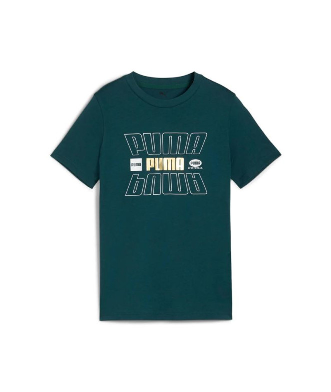Camiseta Puma Essentials Logo Lab Holiday, Verde Terrai, Infantil