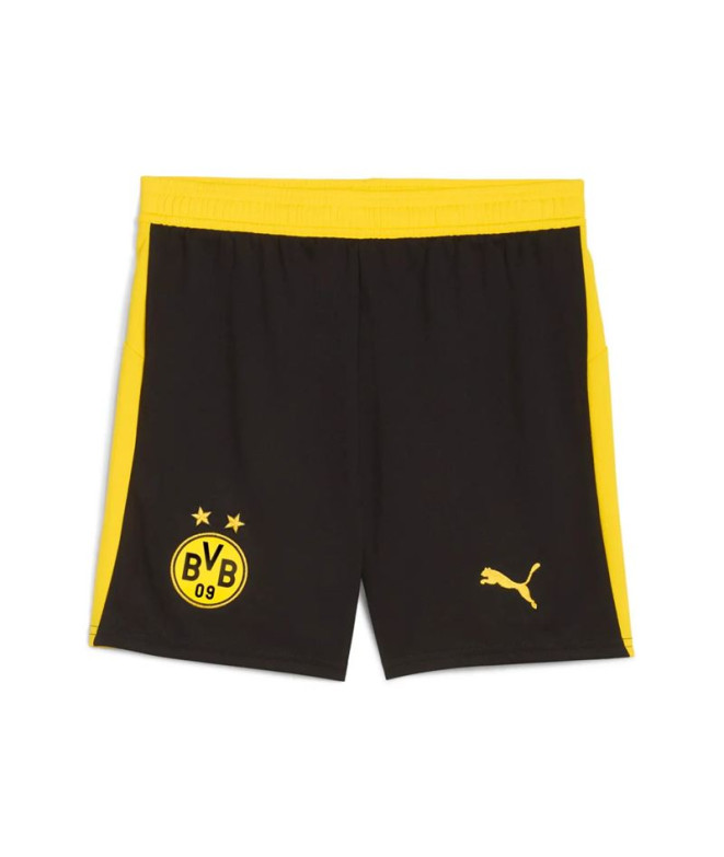Calça de Futebol Puma Borrusia Dortmund Shorts Replica W Infantil  Preto/Faster Amarelo