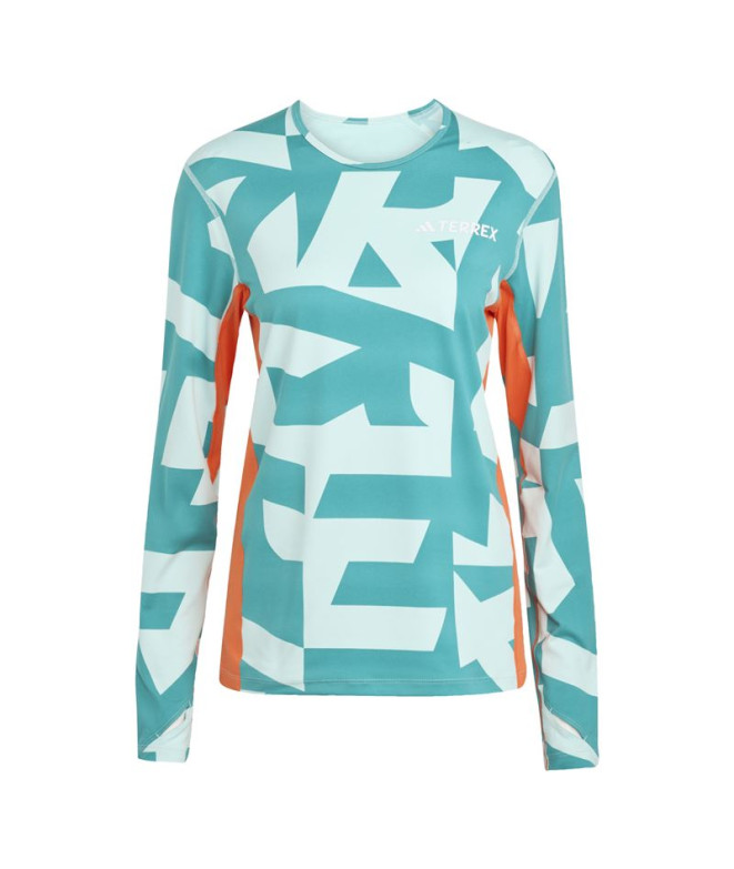 Camiseta de Montanha adidas Multi Syn Ls Wa Mulher Aqusem / Senaim