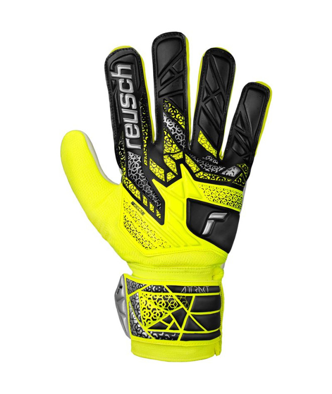 Luvas de goleiro de Futebol Reusch Attrakt Starter Solid seguro amarelo/prata