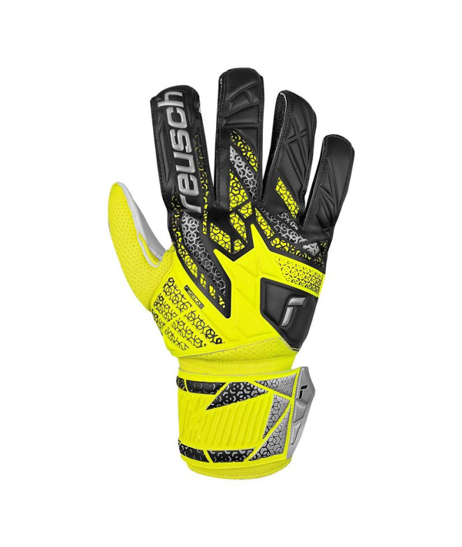 Luvas de goleiro de Futebol Reusch Attrakt Solid seguro amarelo/prata