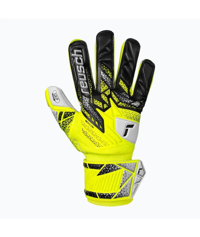 Luvas de goleiro de Futebol Reusch Attrakt Grip seguro amarelo/prata
