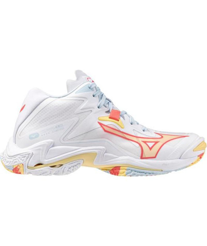 Zapatillas de Voleibol Mizuno Wave Lightning Z8 Mid Mujer Blanco/Azul/Pale Banan