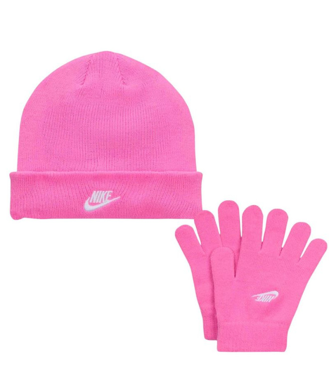Boné Nike Nan Futura Beanie/Glove Set Infantil Fúcsia