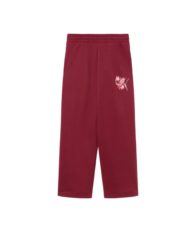 Pantalones Puma Flower Graphic Comfo Ruby Shimmer Mujer
