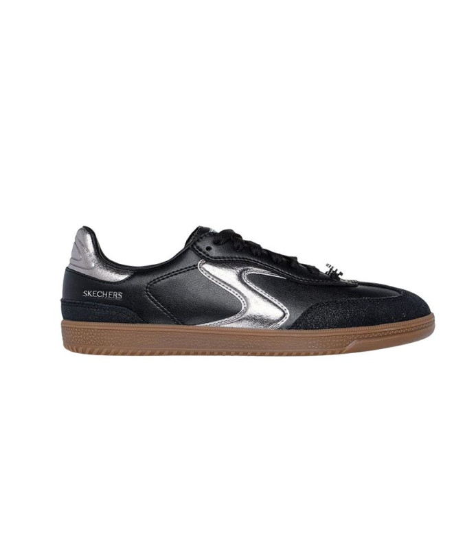 Sapatilhas Skechers Hotshot-Cool Glow Preto Têxtil/Prata Trim Mulher