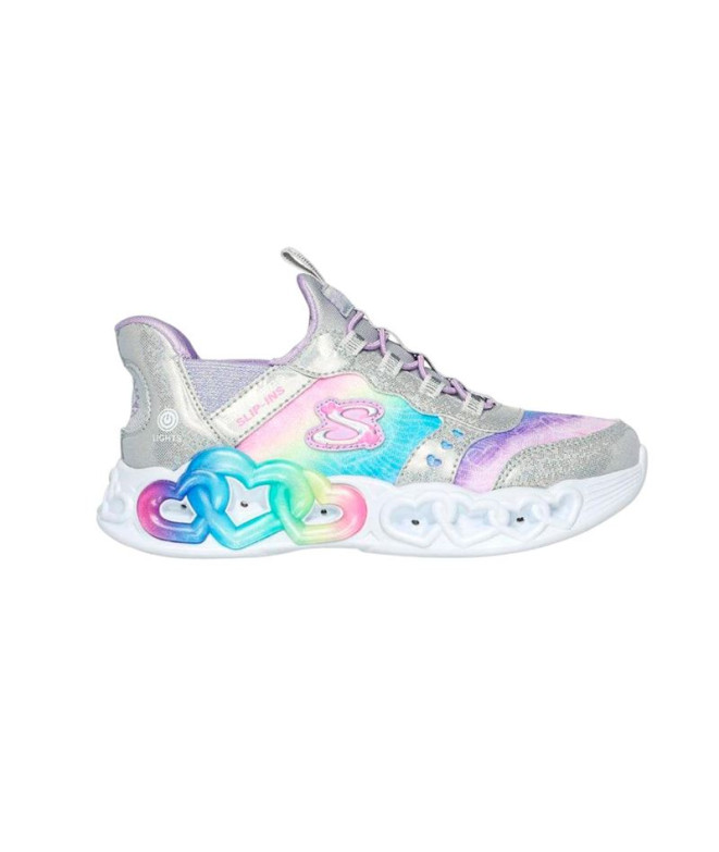 Chaussures Skechers Infinite Heart Lights - Etern Silver Multi Disque Shinny Synthetic Fille