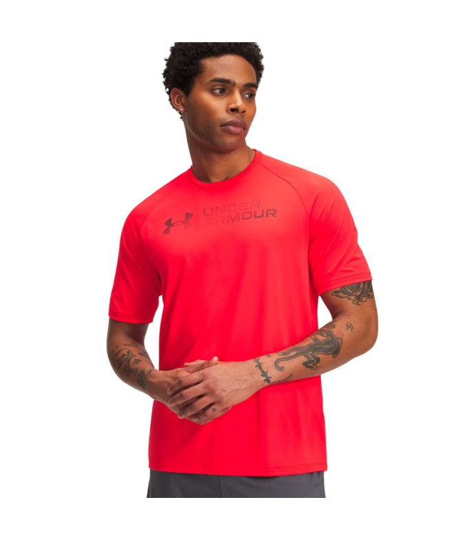 Camiseta de Fitness Under Armour Tech Reflective Ss Homem Vermelho