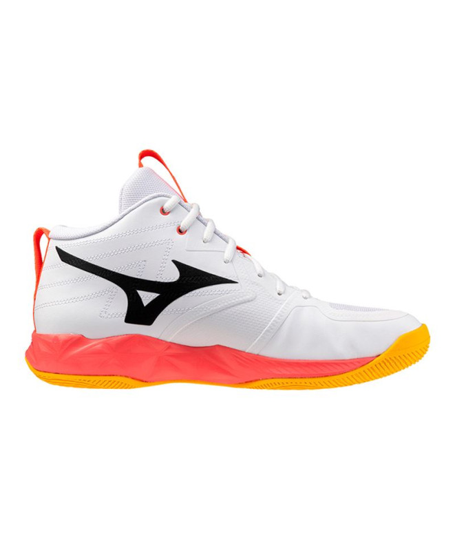 Chaussures de Volley-ball Mizuno Wave Momentum Pro Mid Blanc/Corail/Citron
