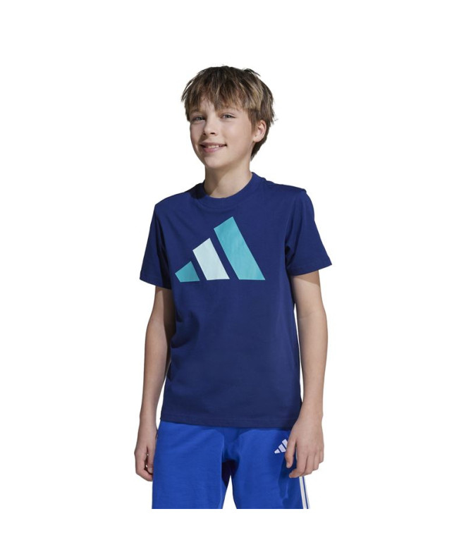 Camiseta adidas Big Logo 160 Infantil Azul Escuro