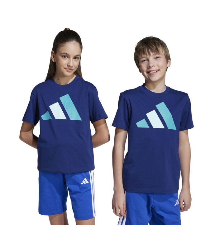 Camiseta adidas Big Logo 160 Infantil Azul Escuro
