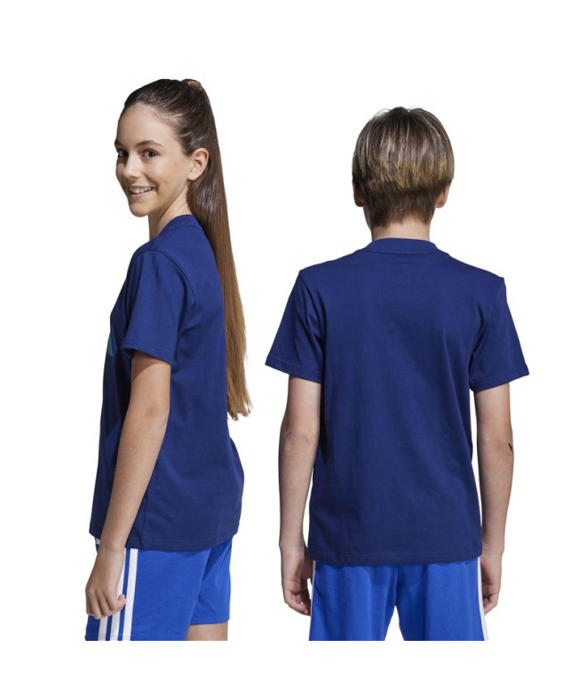 Camiseta adidas Big Logo 160 Infantil Azul Escuro
