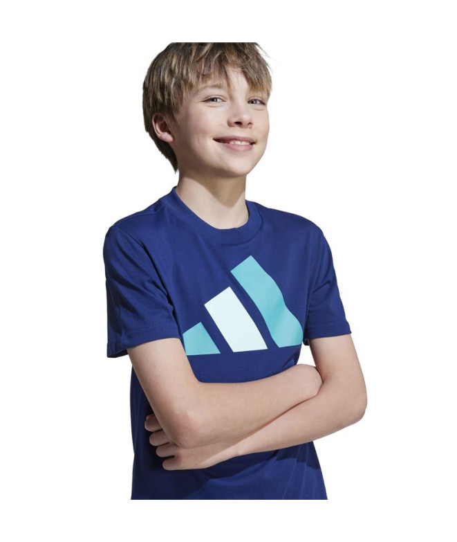Camiseta adidas Big Logo 160 Infantil Azul Escuro