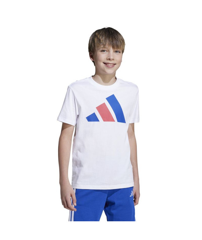 Camiseta adidas Big Logo 160 Infantil Branco/Azul