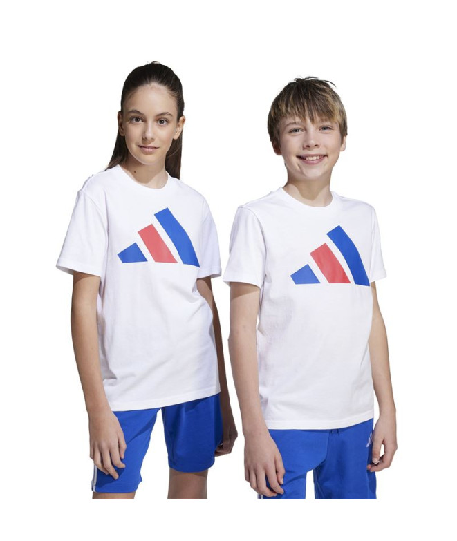 Camiseta adidas Big Logo 160 Infantil Branco/Azul