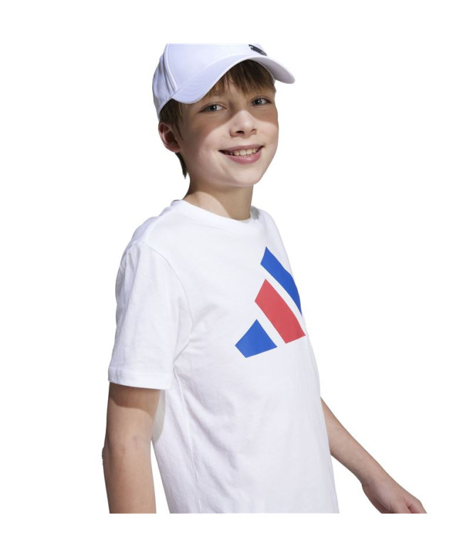 Camiseta adidas Big Logo 160 Infantil Branco/Azul
