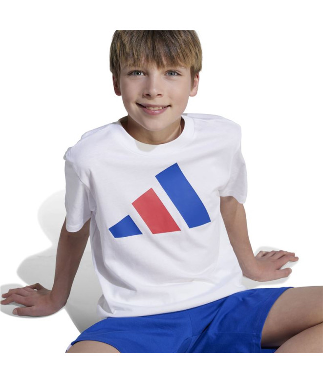 T-shirt adidas Big Logo 160 Enfant Blanc/Bleu