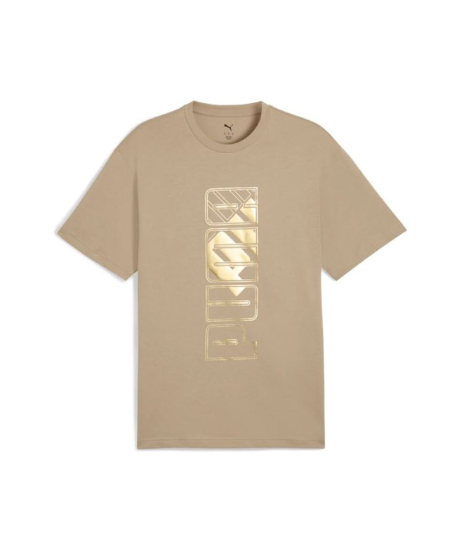 Camiseta Puma Maximal Metallic Relaxed Homem Ice Coffee