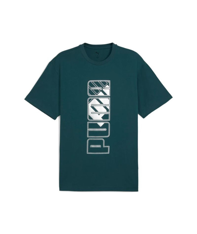 Camiseta Puma Maximal Metallic Relaxd Homem Verde Terrain