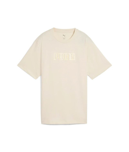 Camiseta Puma Maximal Metallic Relaxed Mulher Bege Camiseta Puma Maximal Metallic Relaxed Mulher Bege