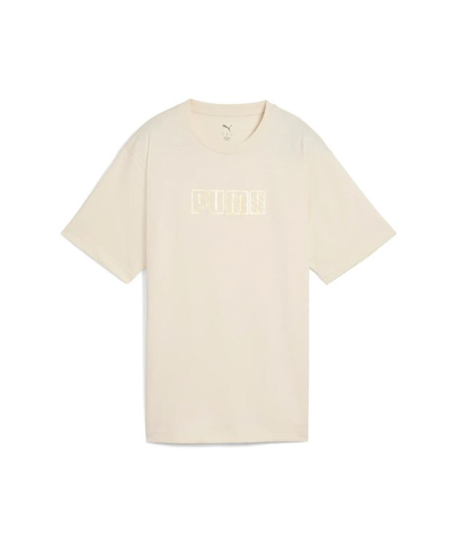 T-shirt Puma Maximal Metallic Relaxed Femme Beige