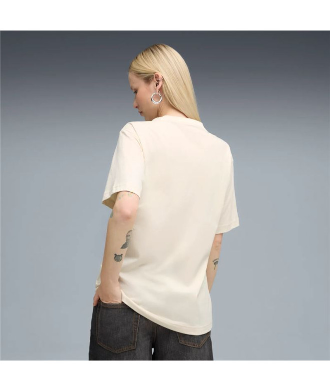 Camiseta Puma Maximal Metallic Relaxed Mulher Bege