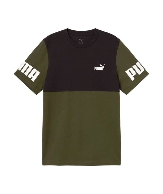 T-shirt Puma Power Colorblock Tee Homme Olive Foncé