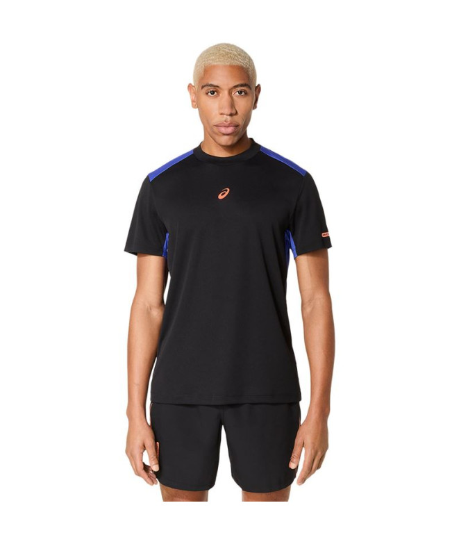 Camiseta de Pádel ASICS Padel Court Ss Top Homem Preto/Azul Cobalto