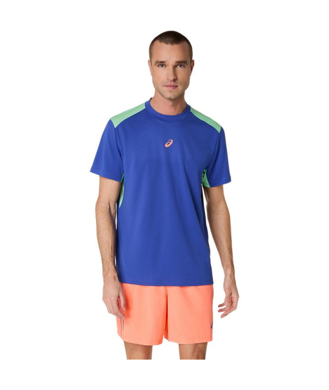 Camiseta de Pádel ASICS Padel Court Ss Top Homem Azul Cobalto/Verde