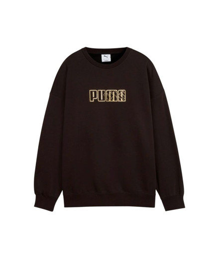 Sudadera Puma Maximal Metallic Oversized Crew FL Mujer Negro Sudadera Puma Maximal Metallic Oversized Crew FL Mujer Negro